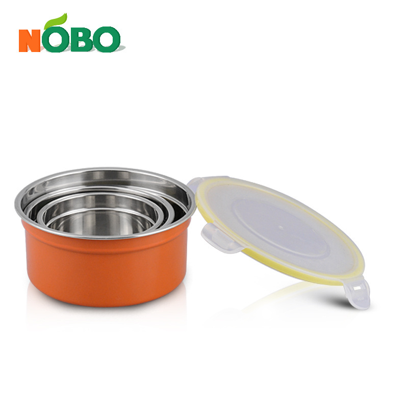 Colorized stainless steel refrigerator food preservation food storage box container with lid