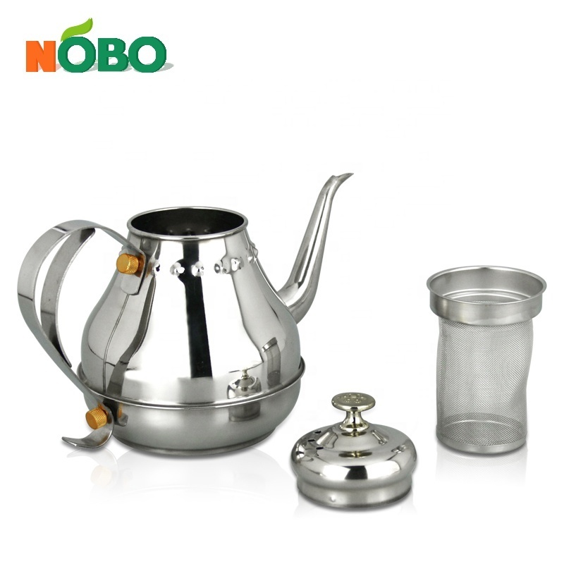 Classical Palace Dallah Dubai Drip Teapot Stainless Steel Arabic Coffee Pot with Tea Infuser