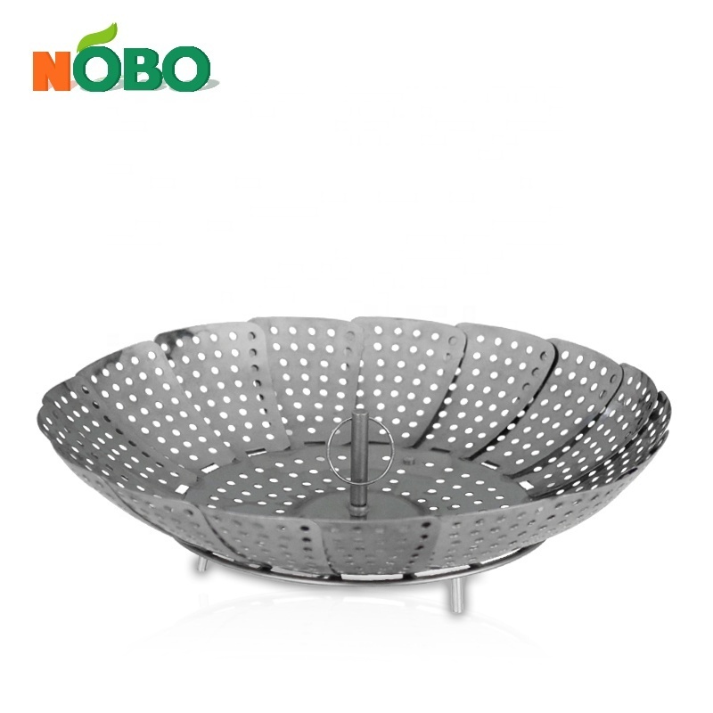 Wholesale Household Folding Vegetable Retractable Folding Tray Basket Stainless Steel Steamer