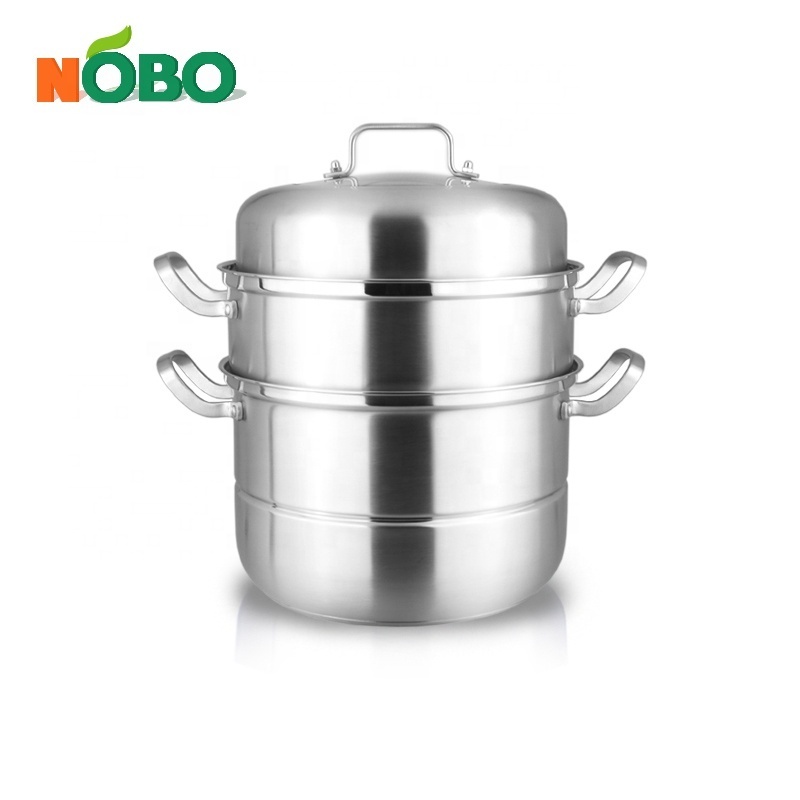 Multi Steamer Insert Cooking Pot Food Steamer 304 Stainless Steel High Quality 3-tier Stainless Steel Double Handle 1704g 28cm