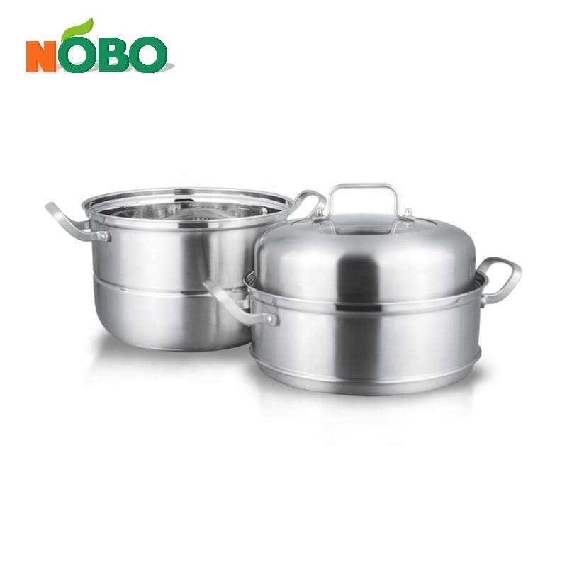 Multi Steamer Insert Cooking Pot Food Steamer 304 Stainless Steel High Quality 3-tier Stainless Steel Double Handle 1704g 28cm