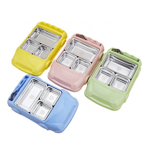 Picnic Color 3 Compartment Divided Children Tray Stainless Steel Kids Plates for Custom