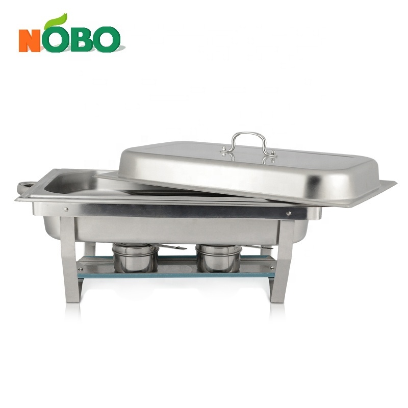 Economic 2 half size pans food warmer stainless steel chafing serving dish with Lid