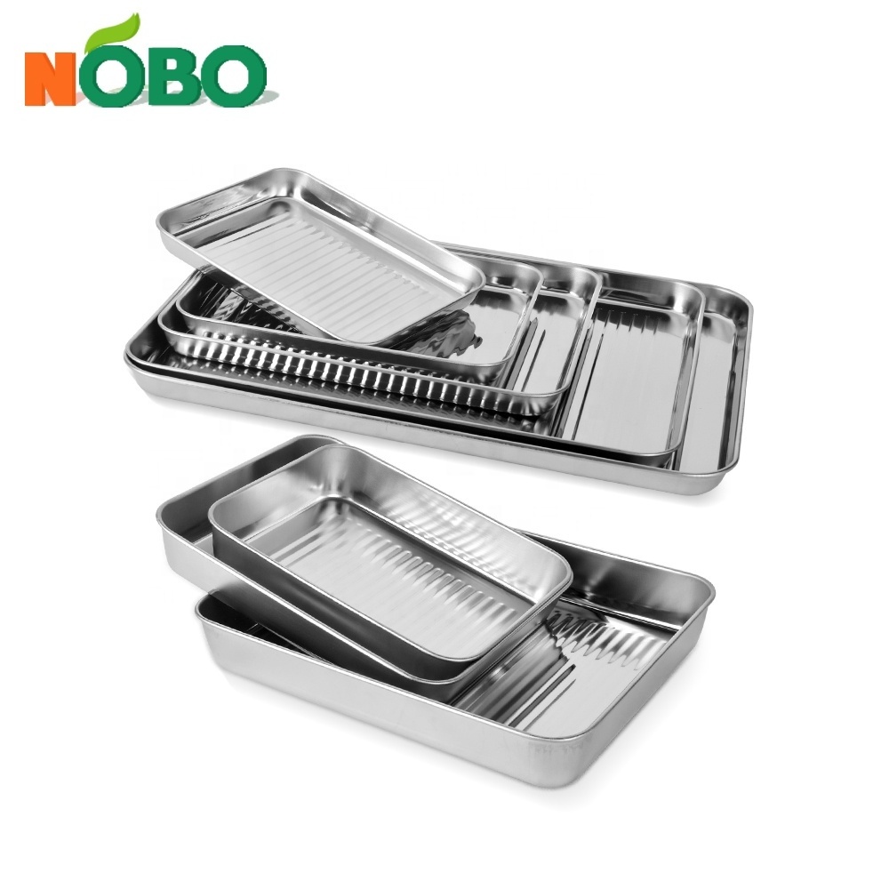 Food grade modern baklava tray bandejas de acero dumpling serving trays metal stainless steel