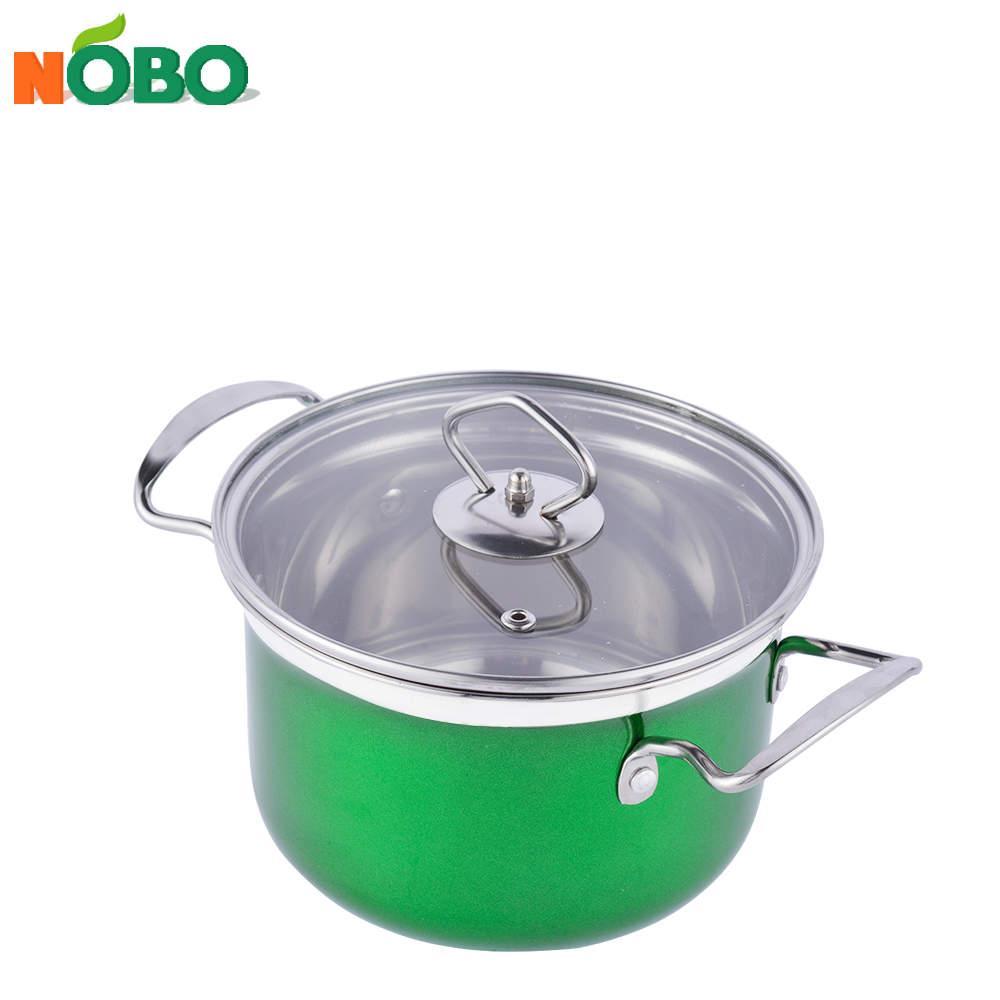 Manufacturers 10 pcs home cheapest kitchen wear cookware set cooking pots with colored