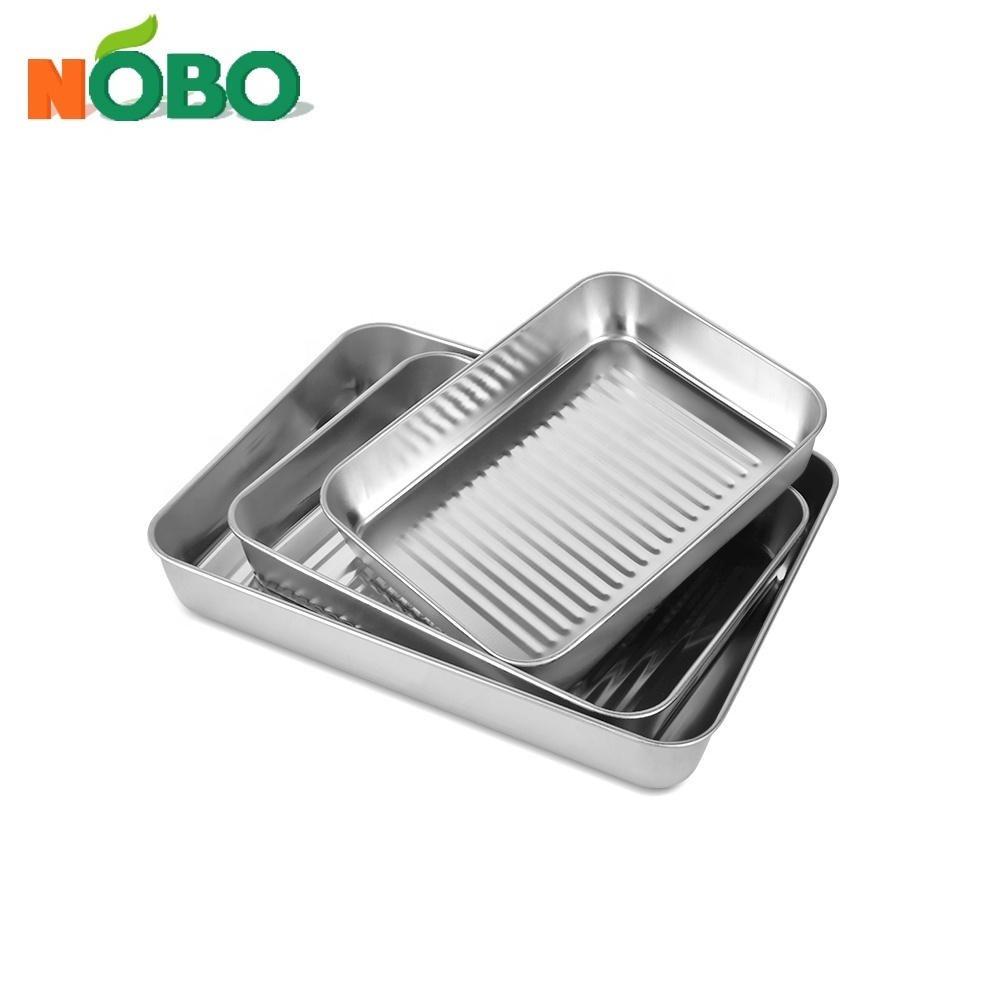 Food grade modern baklava tray bandejas de acero dumpling serving trays metal stainless steel