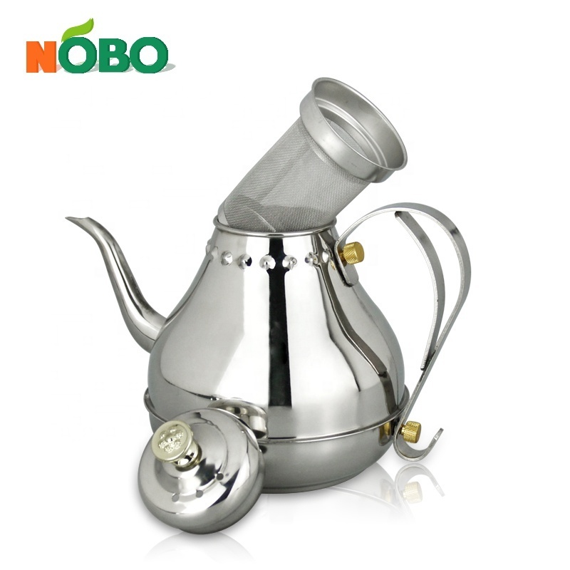 Classical Palace Dallah Dubai Drip Teapot Stainless Steel Arabic Coffee Pot with Tea Infuser