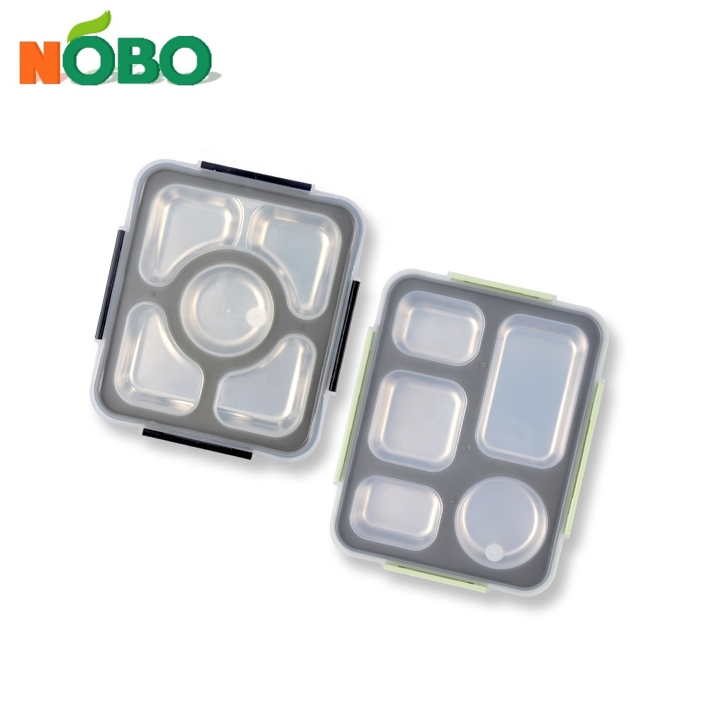 Multi compartment customized bento boxes kids lunch box stainless steel for school