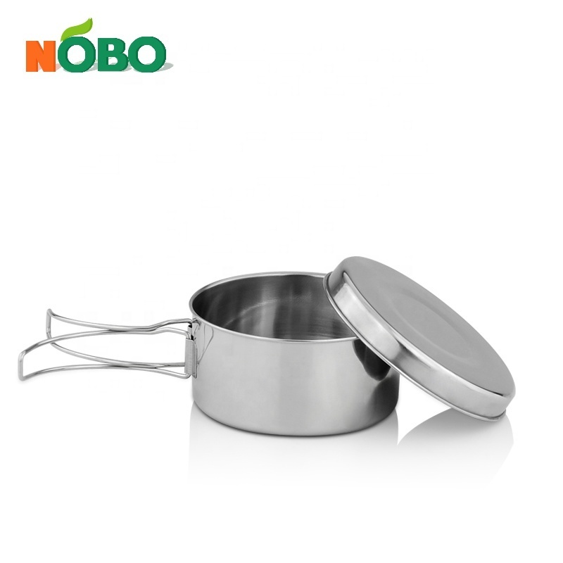 Portable Family Travel Campfire Pots and Pans Kettle Cook Set Camping Foldable Cookware Stainless Steel Durable Kitchen Tools