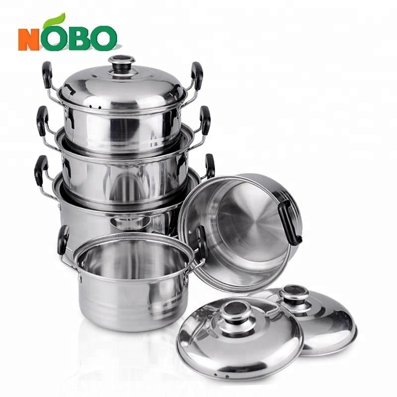 10pcs stainless steel stock pot set casserole cooking pot with pot handle