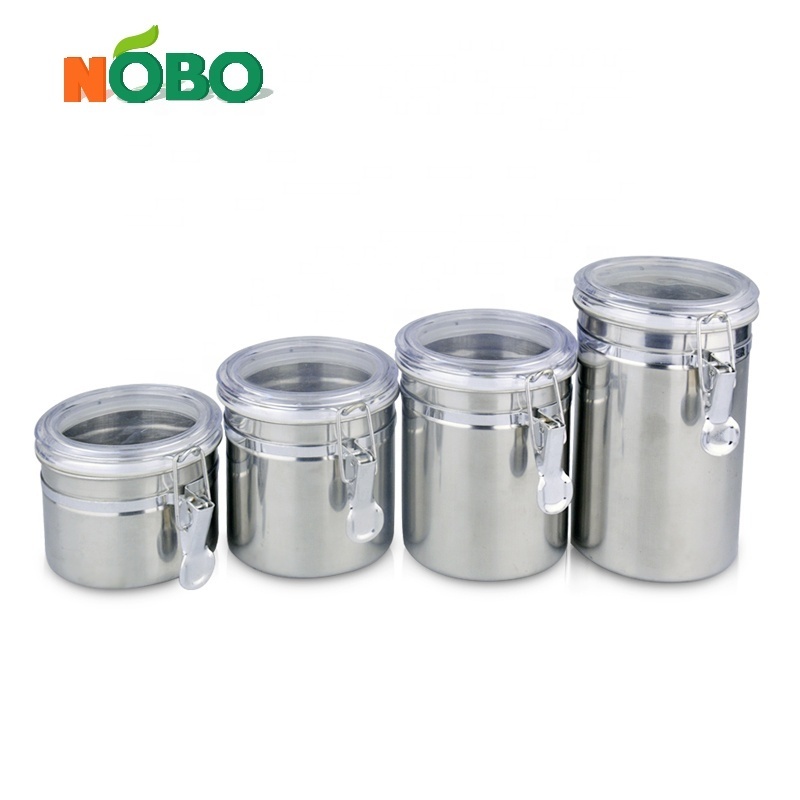 Bulk Hottest Lightweight Convenient Kitchen Seal Food Mason Jar Stainless Steel Storage Jar with Lids