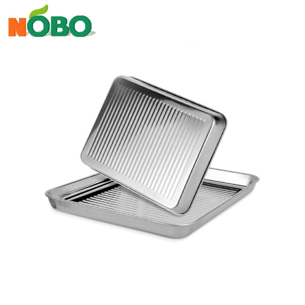 Food grade modern baklava tray bandejas de acero dumpling serving trays metal stainless steel