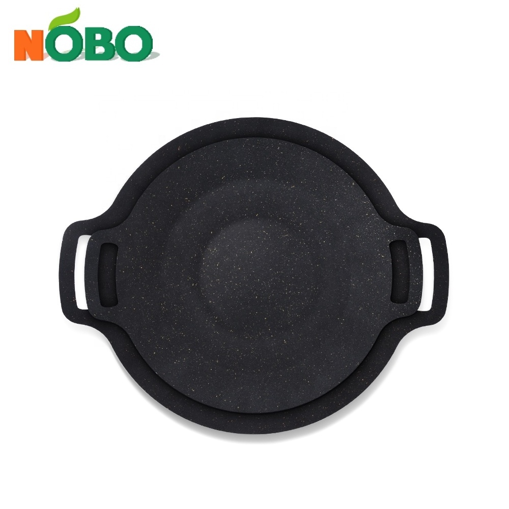 Multipurpose camping accessories outdoor roasting pan non stick cast iron griddle korean bbq grill pan