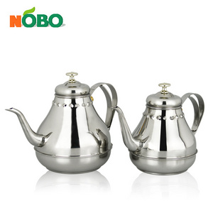 Classical Palace Dallah Dubai Drip Teapot Stainless Steel Arabic Coffee Pot with Tea Infuser