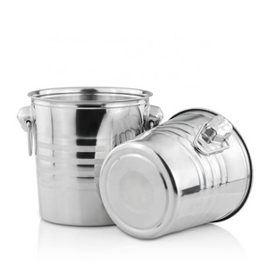 Barware Wedding Supplies Champagne Stainless Steel Wine Cooler Large Ice Bucket with Knob Ring Handles