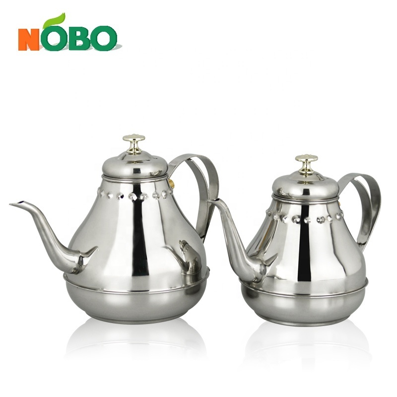 Arabic Classical Style Drip Teakettle Stainless Steel Hand Dripping Coffee Tea Kettle with Filter