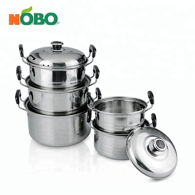 10pcs stainless steel stock pot set casserole cooking pot with pot handle