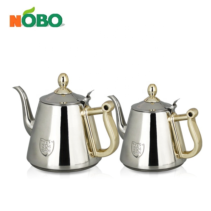 Best quality artistic golden eco-friendly stainless steel gooseneck coffee kettle with tea infuser