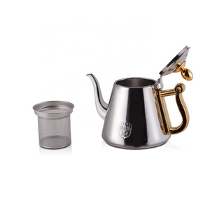 Modern luxury 1.2l stainless steel tea pot filter metal tea pots for restaurants