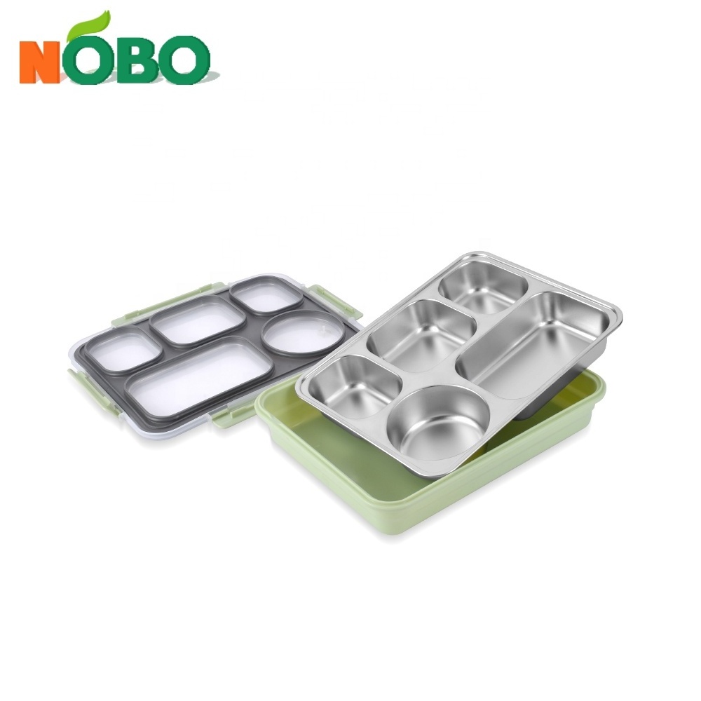 Multi compartment customized bento boxes kids lunch box stainless steel for school