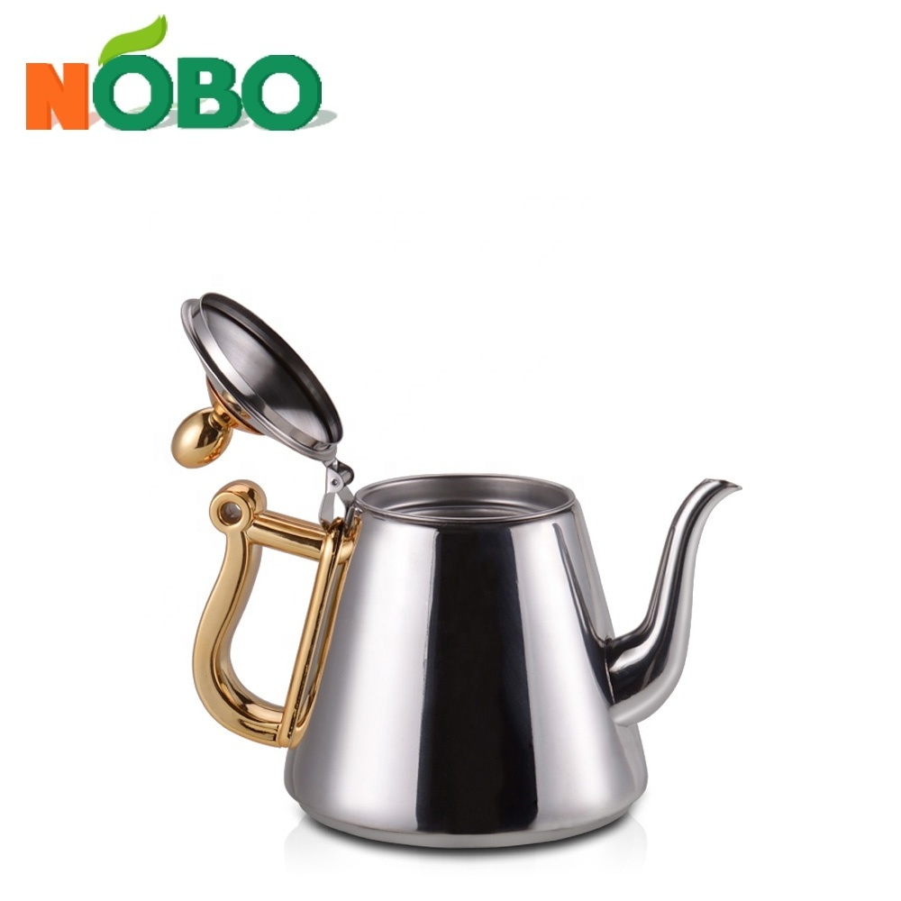 Modern luxury 1.2l stainless steel tea pot filter metal tea pots for restaurants