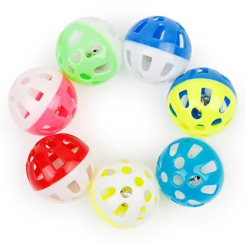 Cat Toy Ball Bell/Pet Cat with Bell Cat Balls/Cats Kitten Plastic Balls Pounce Chase Rattle Ball Toy