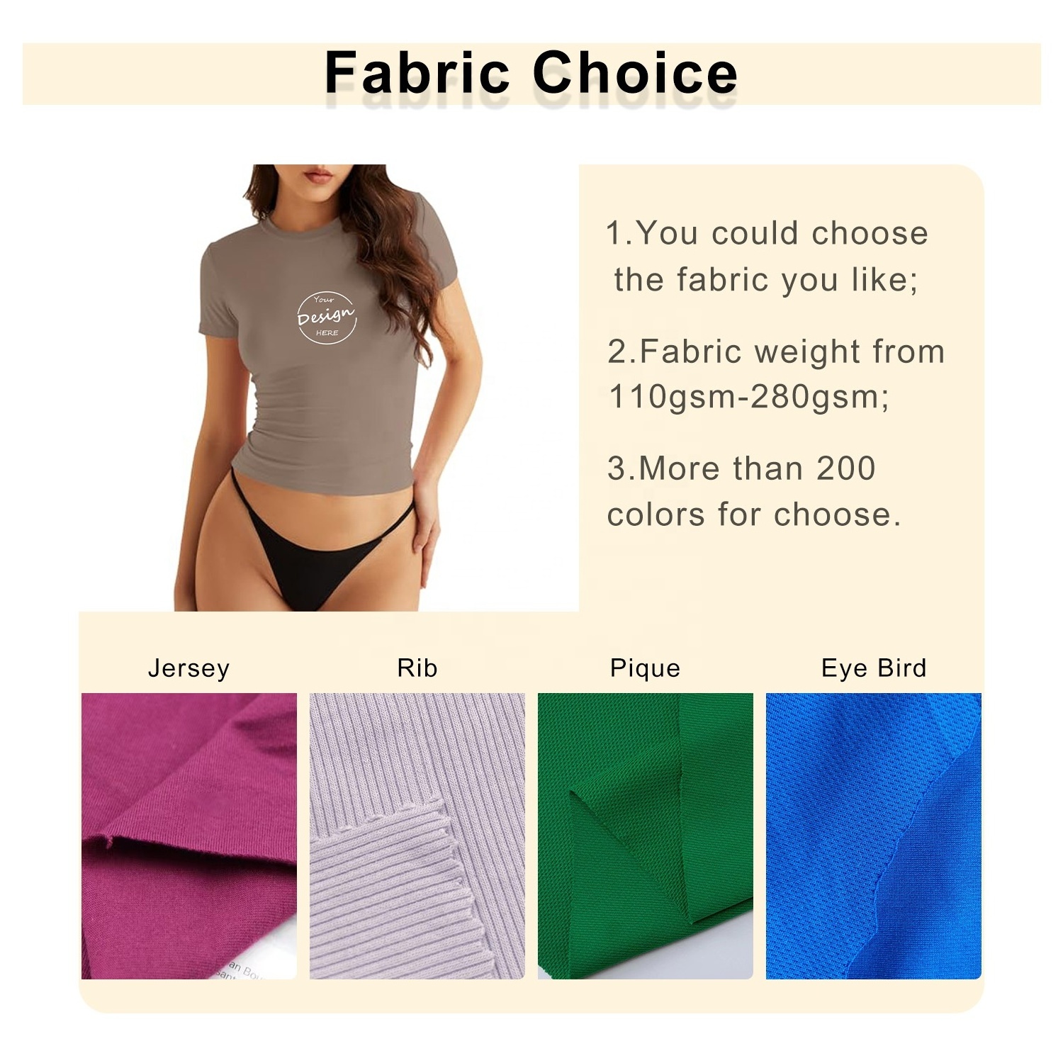 Custom Fashion Plain Cotton And Spandex High Stretch Cropped Top Baby Tee Women Solid Color Slim Fit Gym Sports Tshirt