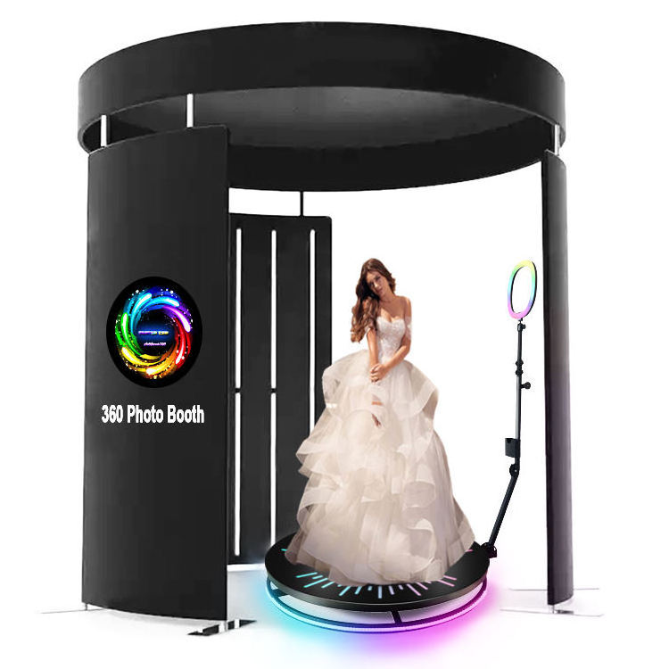 Customization 360 Photo Booth Selfie Automatic Spin Christmas Party Wedding Self Service Photo Booth 360 con aro led cuadrado