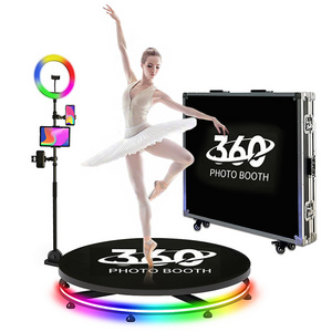 APP Controlled 360 Photo Booth Led Glass Ring Light 360 Photo Booth Moving Cart For 360 Camera Photo Booth Spin Stand