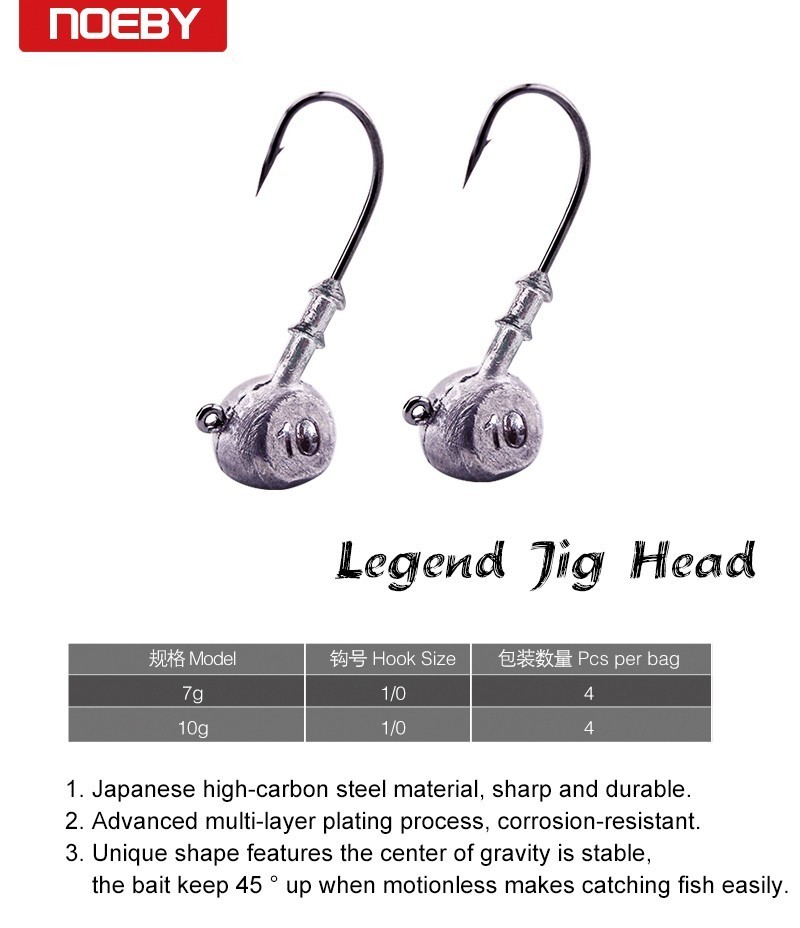 Noeby Fishing Hook 7g 10g Tungsten Legend Jig Head 7g 10g