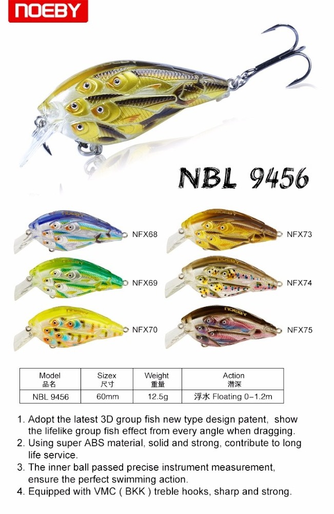 Fishing bait NBL9456 60mm 12.5g Freshwater 3D Group Fish Lures Crankbaits