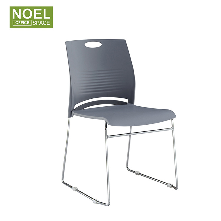 PP plastic backrest chrome solid metal steel legs stackable plastic chairs