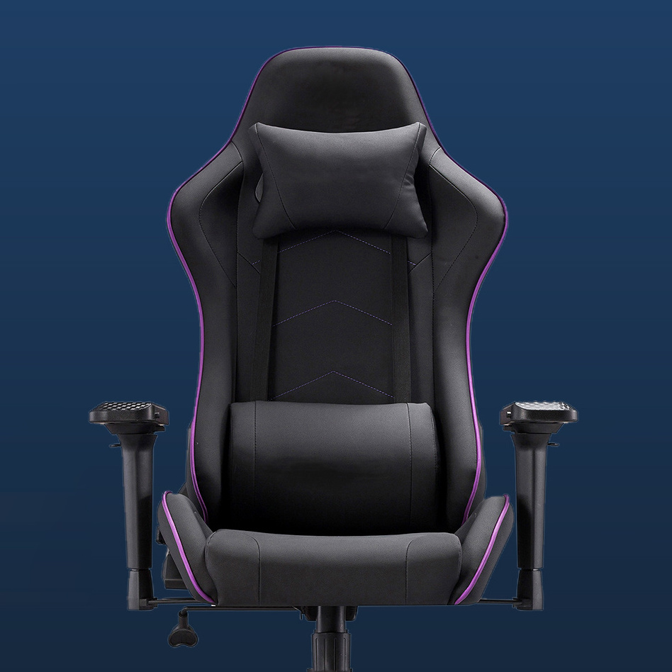 Swivel Leather Office Chair,Lumbar Support and Headrest,Racing Style High-back Gaming Chair