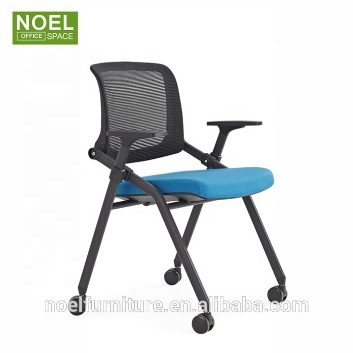 Top design foldable mesh training office chair for conference room with writing board and four wheels