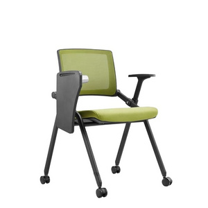 Top design foldable mesh training office chair for conference room with writing board and four wheels