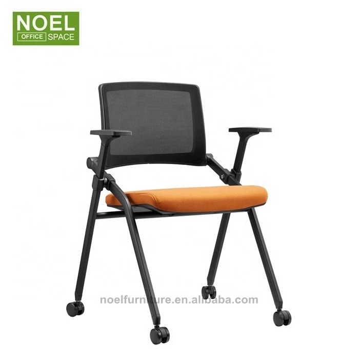 Top design foldable mesh training office chair for conference room with writing board and four wheels