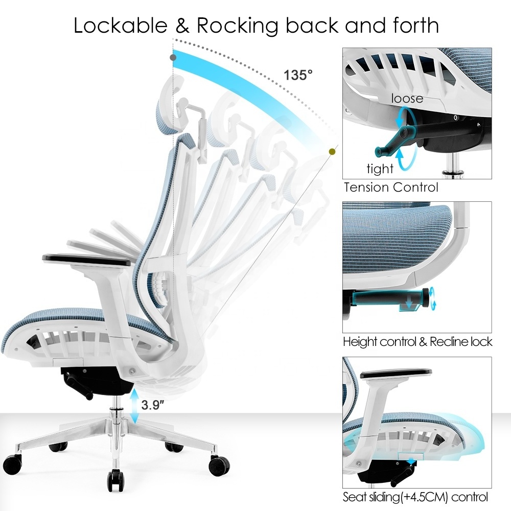 Foshan office high chairs with lumbar support silla de oficina computer ergonomic chair office