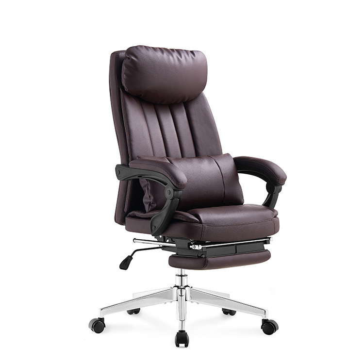 Pu Leather Executive Office Chair Vintage Executive Leather Swivel Chairs with Footrest