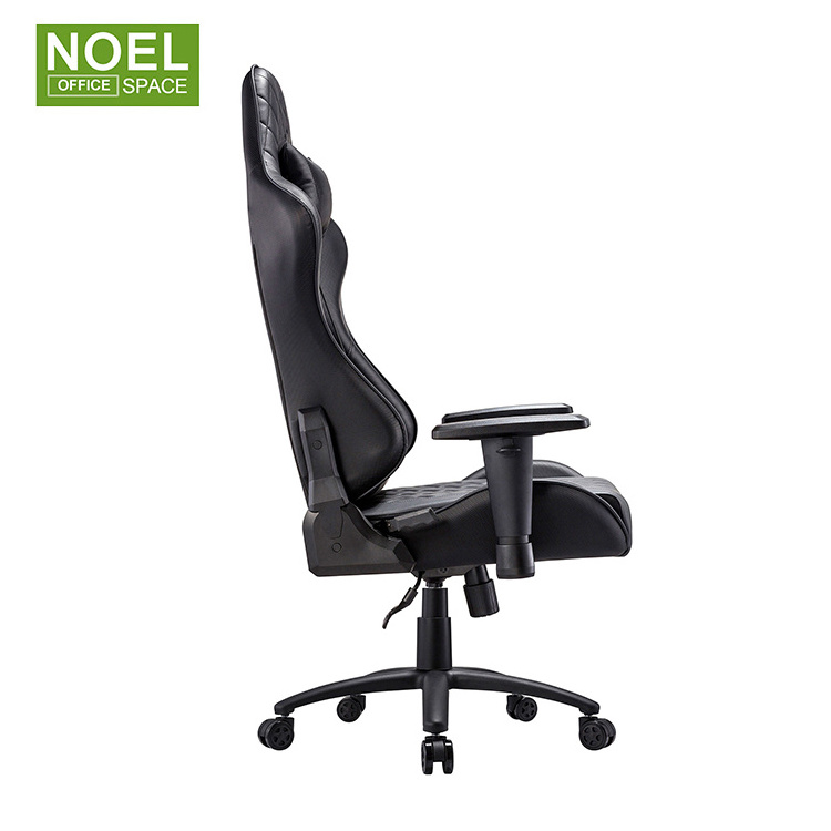 Swivel Leather Office Chair,Lumbar Support and Headrest,Racing Style High-back Gaming Chair