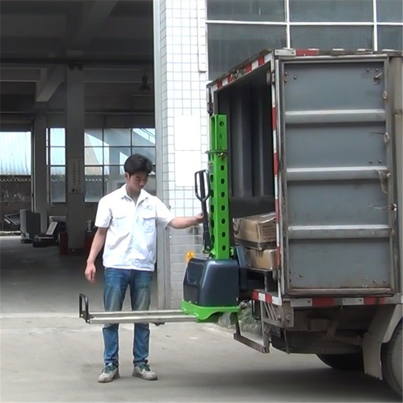 handling equipment transpallet Electric Portable self loading pallet lift electric stacker/forklift