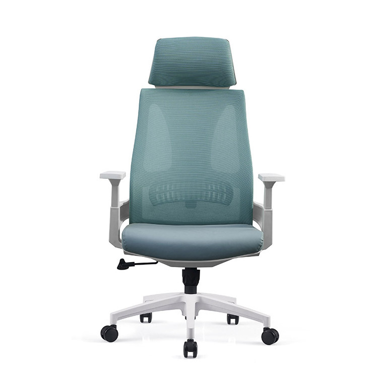 mesh swivel big and tall cute office chair green  Swivel White Back Frame Green Ergonomic Chair for Office Furniture