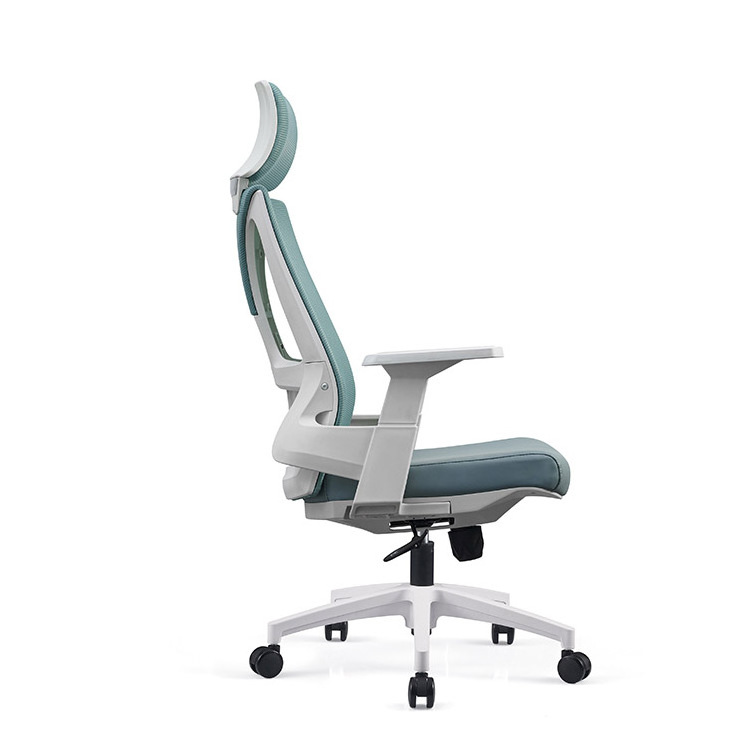 mesh swivel big and tall cute office chair green  Swivel White Back Frame Green Ergonomic Chair for Office Furniture