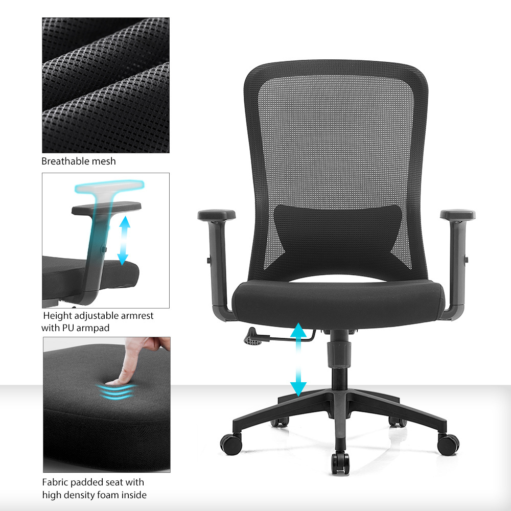 Cheap  Furniture Fabric Mesh Back  Meeting Office Home Adjustable Full Lumbar Support Swivel Luxury White Office Chairs