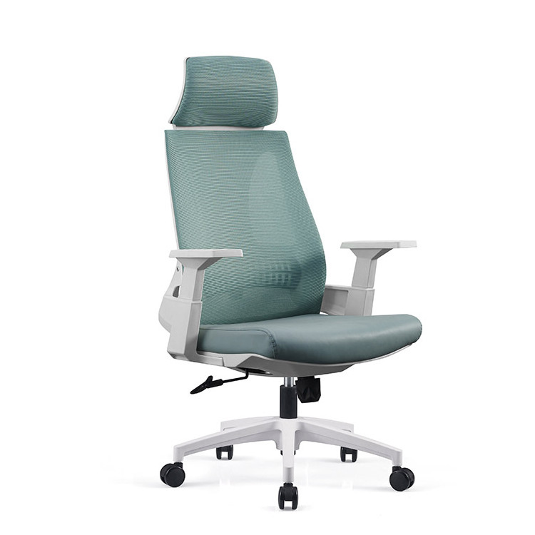 mesh swivel big and tall cute office chair green  Swivel White Back Frame Green Ergonomic Chair for Office Furniture