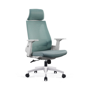 mesh swivel big and tall cute office chair green  Swivel White Back Frame Green Ergonomic Chair for Office Furniture