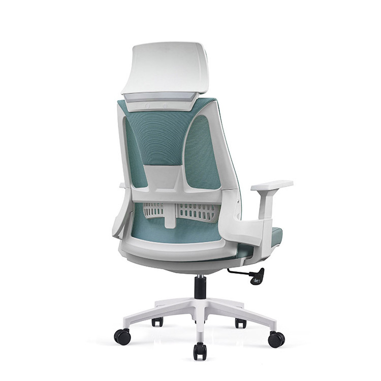 mesh swivel big and tall cute office chair green  Swivel White Back Frame Green Ergonomic Chair for Office Furniture