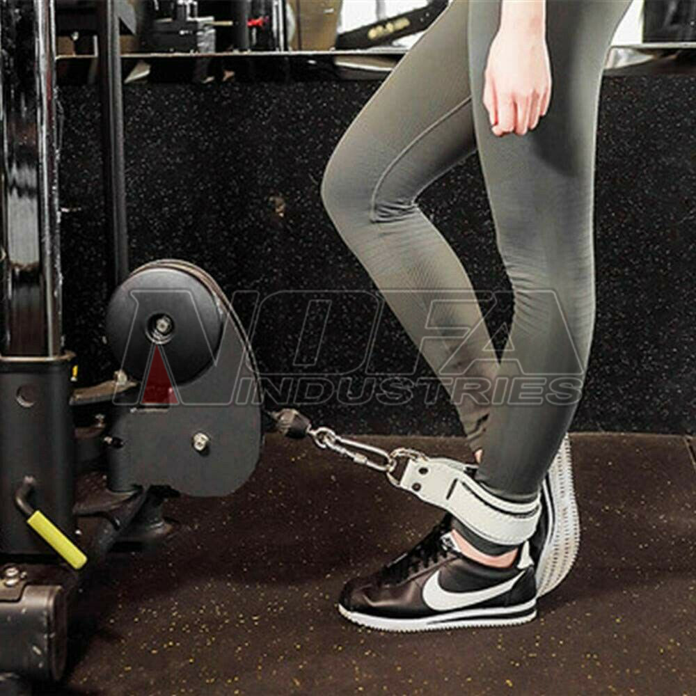 Top Quality Padded Cable Machines Cuffs for Gym Cow Hide Leather Ankle Straps