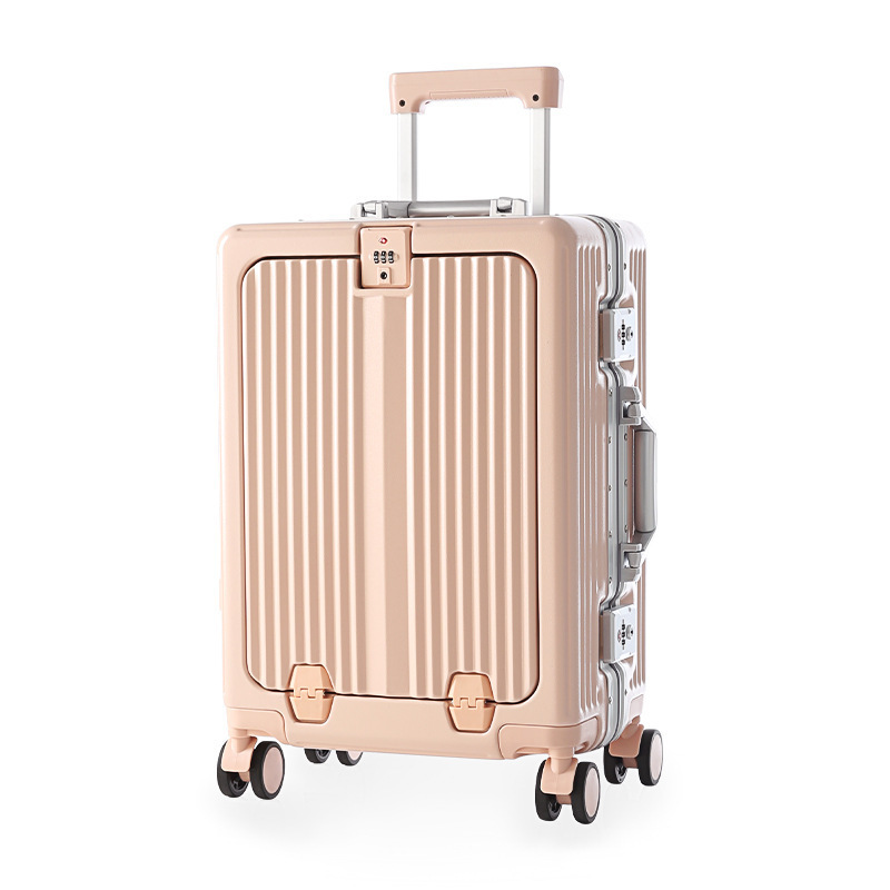 Manufacture Hot Sale Big Capacity Front Open Carry On Suitcase with Spinner Wheels PC ABS Travel Luggage