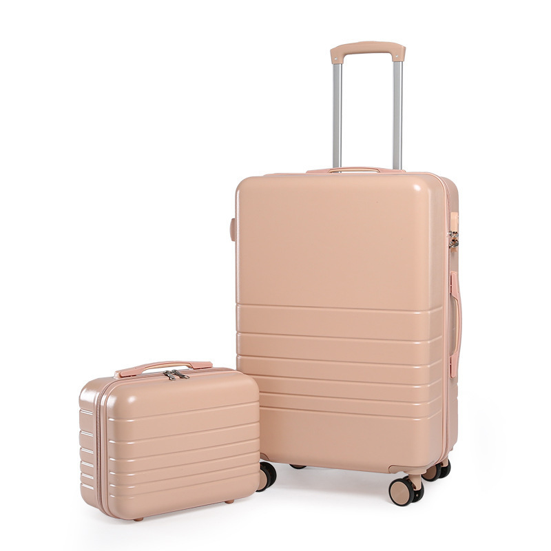 Manufacture Hot Sale 5 in 1 Carry On Suitcase with Spinner Wheels PC ABS Travel Luggage Sets Pink Front Open