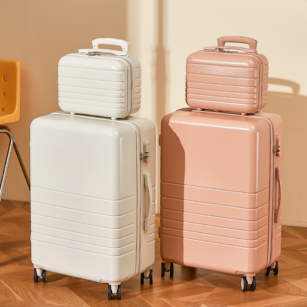 Manufacture Hot Sale 5 in 1 Carry On Suitcase with Spinner Wheels PC ABS Travel Luggage Sets Pink Front Open